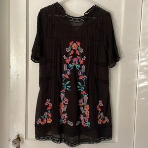Free People Embroidered Floral Dress XS